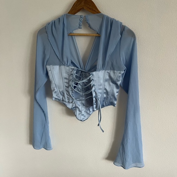 GUIZIO Ravello Corset in Baby Blue, size x-small - Picture 6 of 9